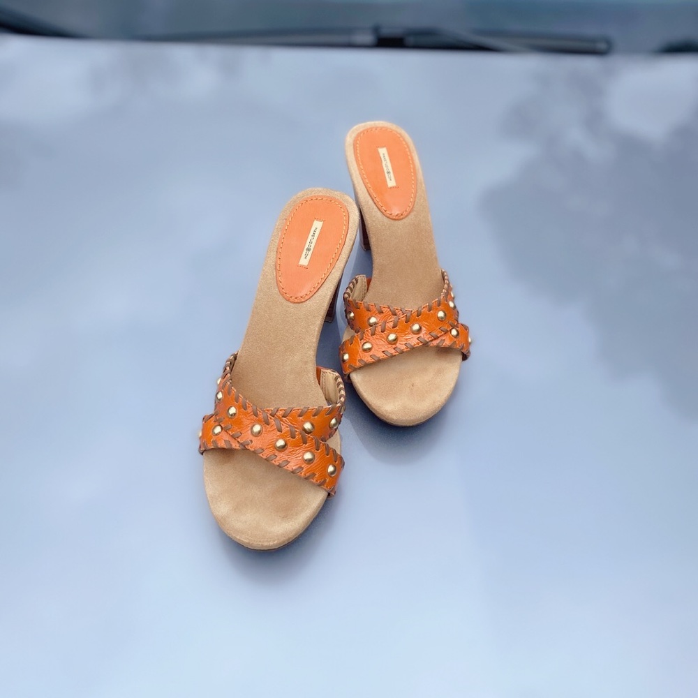 MAX Studio Orange Studded Leather Heels